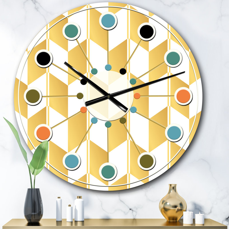 Oversized Geometric I Mid-Century Wall Clock, Oversized