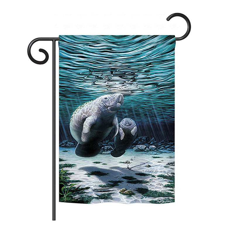 Drapeau maison en polyester 2 côtés manates, H 40 po x l 28 po