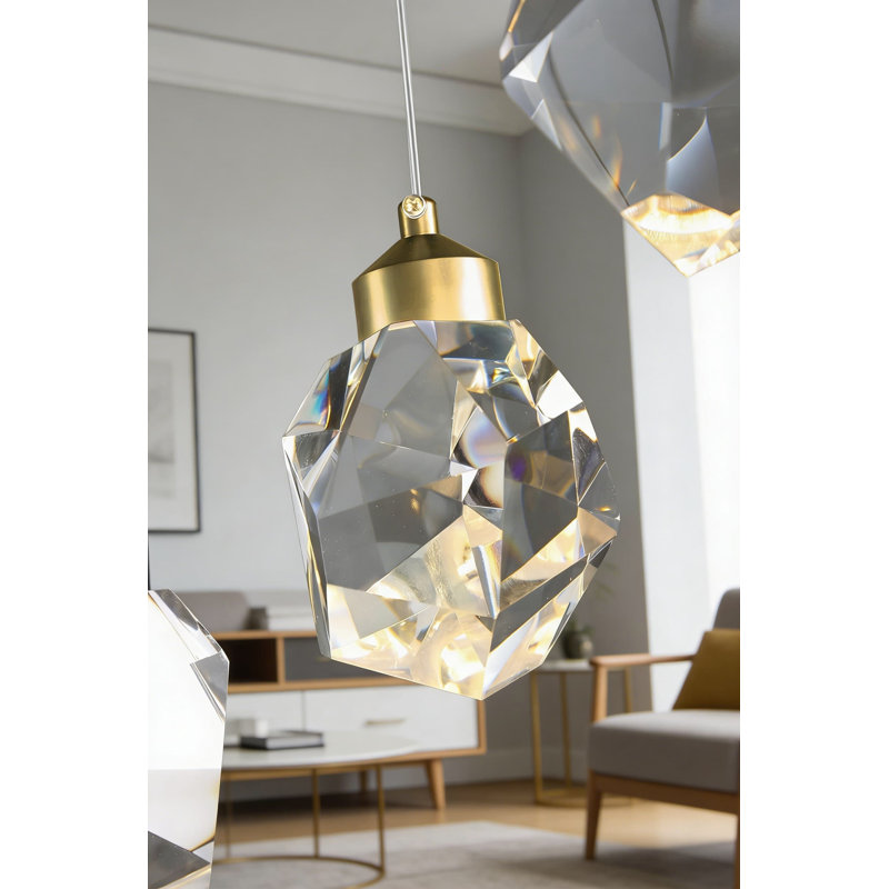 Mini-lustre en cristal à intensité variable avec télécommande, DEL intégrée 5 W pour îlot de cuisine, chambre à coucher, entrée et salle à manger