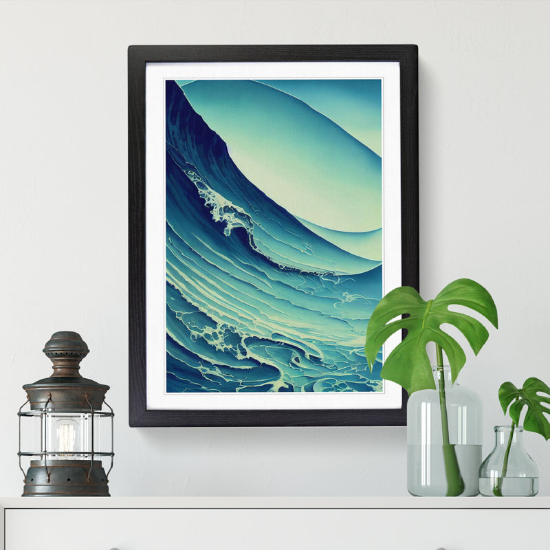 FRM-V0523-1621X Ocean Sea Abstract Art Vol.3 - Picture Frame Print, 64cm H x 46cm W x 2cm D, Black