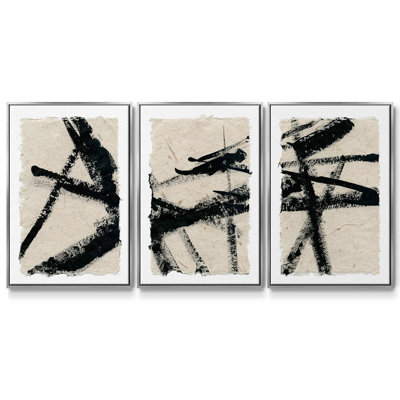 «Lines Crossed I», ensemble de 3 toiles encadrées