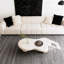 Table basse de 40 pouces en forme de nuage avec 3 pieds sphériques pour le salon, blanc crème-827761521-827761523