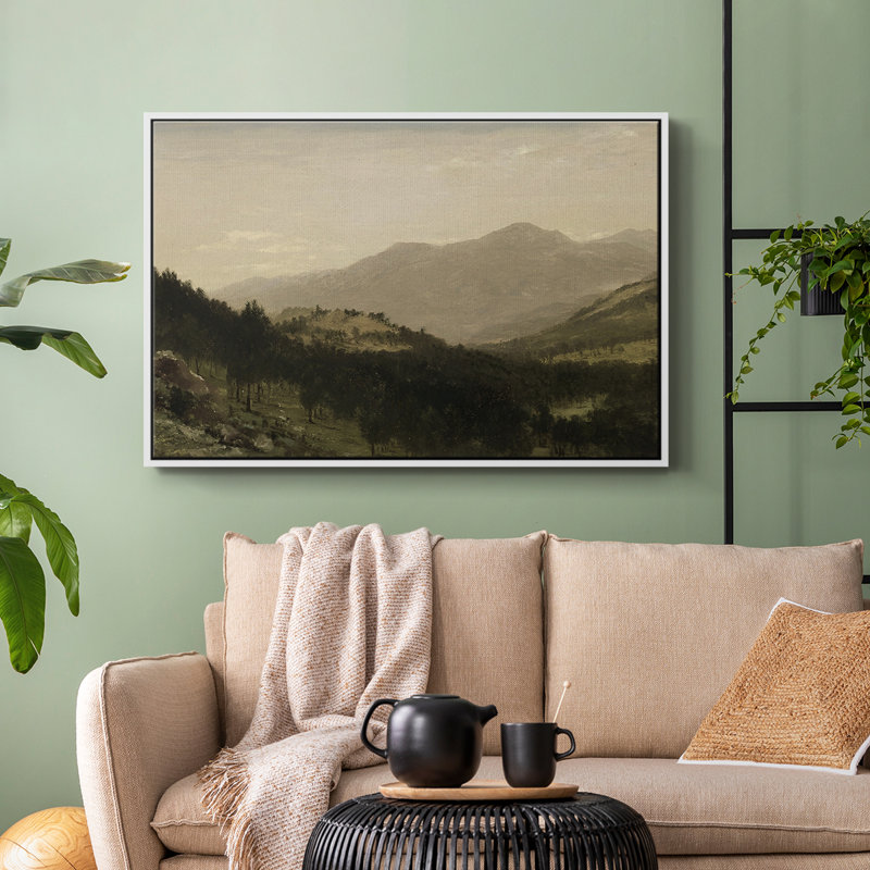 Paysage rétro - DLXV, H 25 po x l 37 po, Toile encadrée flottée blanche