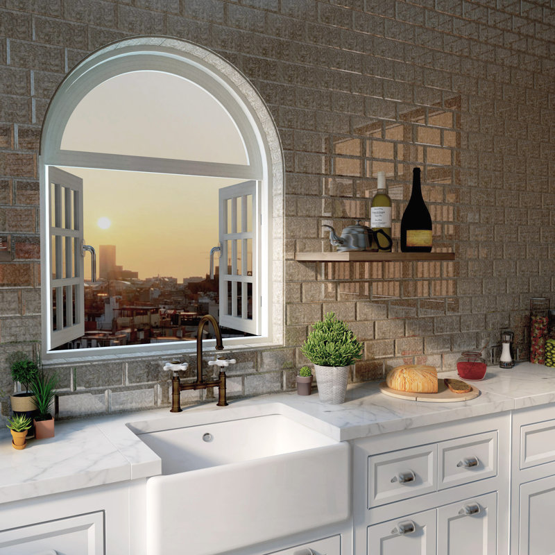 Lustre Beveled 3" x 6" Pressed Glass Singular Subway Tile