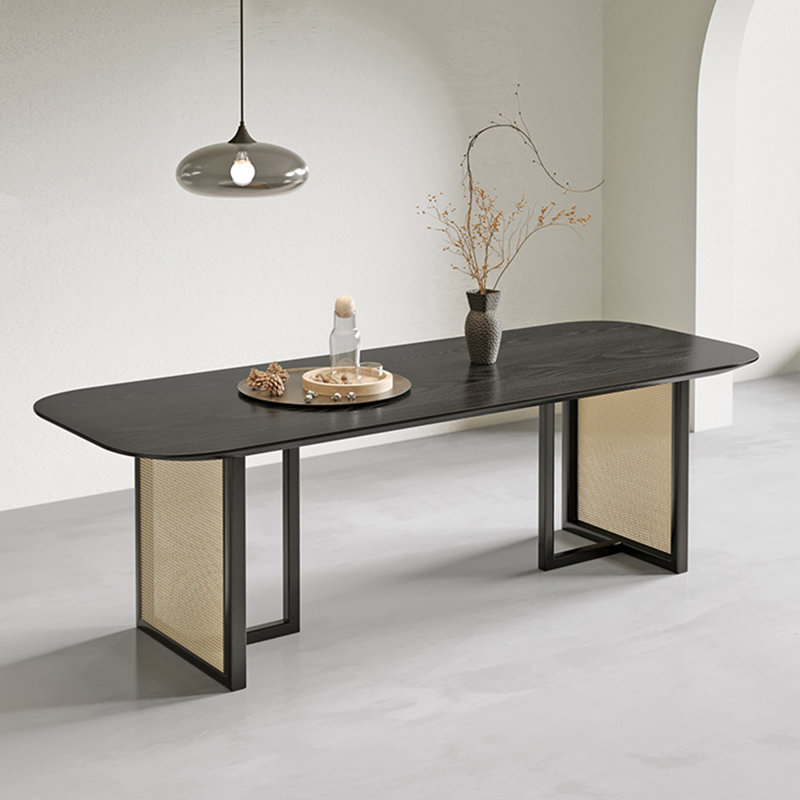 Table de salle à manger Burlywood, Noir, H 29,53 po x L 94,49 po x l 35,43 po