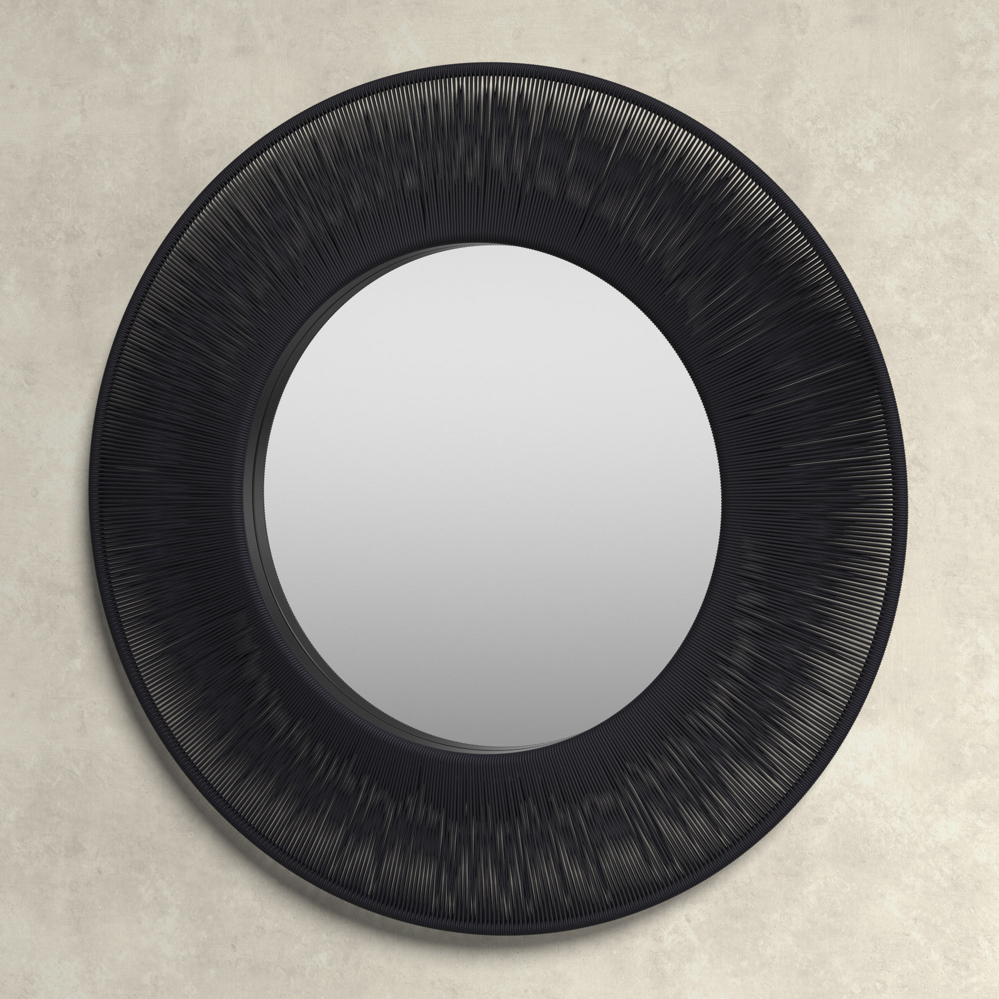 Carlen Rope Round Wall Mirror, 51.25" x 51.25", Black