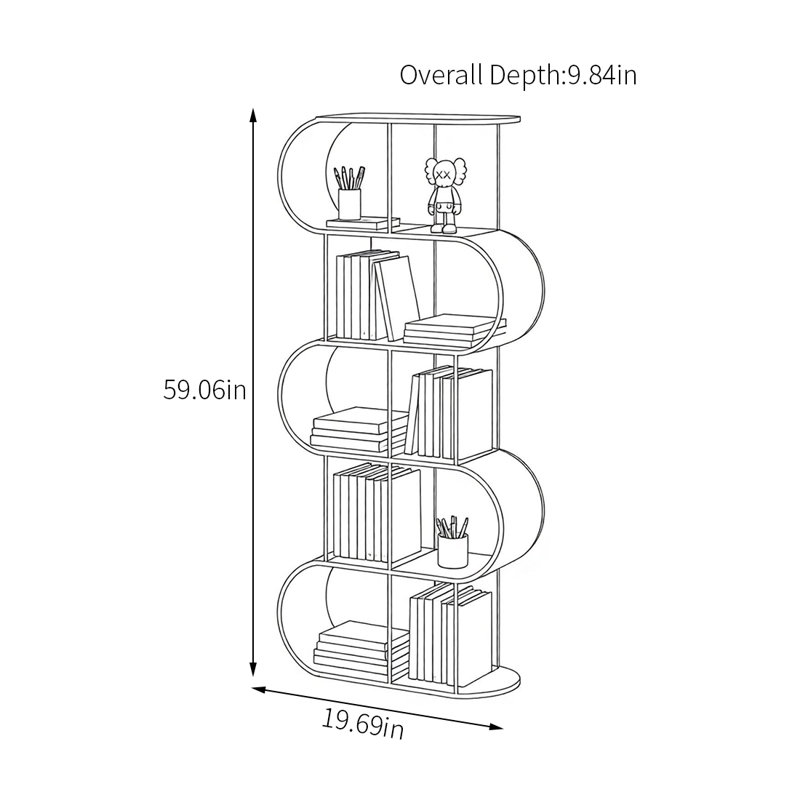 Modern minimalist acrylic multi-layer bookcase, (5 Shelves) 59.06"H x 19.69"W x 9.84"D