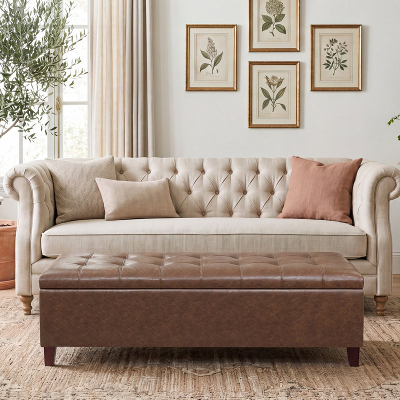 Banc de rangement en simili cuir Loggins, Vert foncé