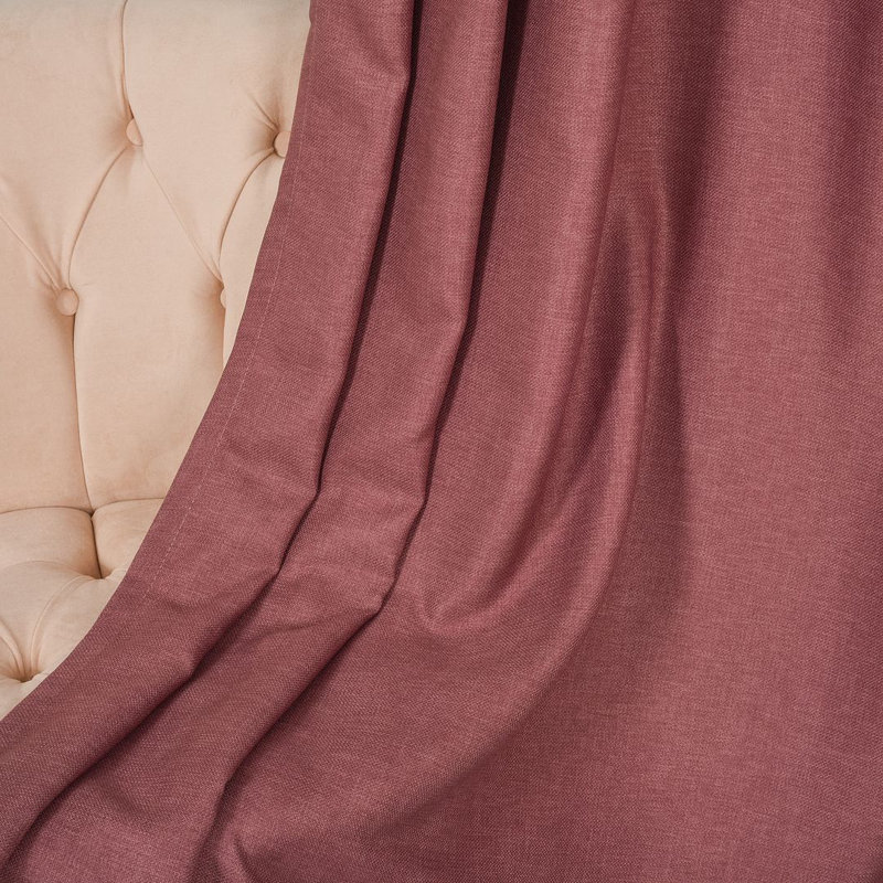 Extra Long & Extra Wide Faux Linen Decorative Curtain Single Panel, 140cm Width x 265cm Drop, Rose Pink
