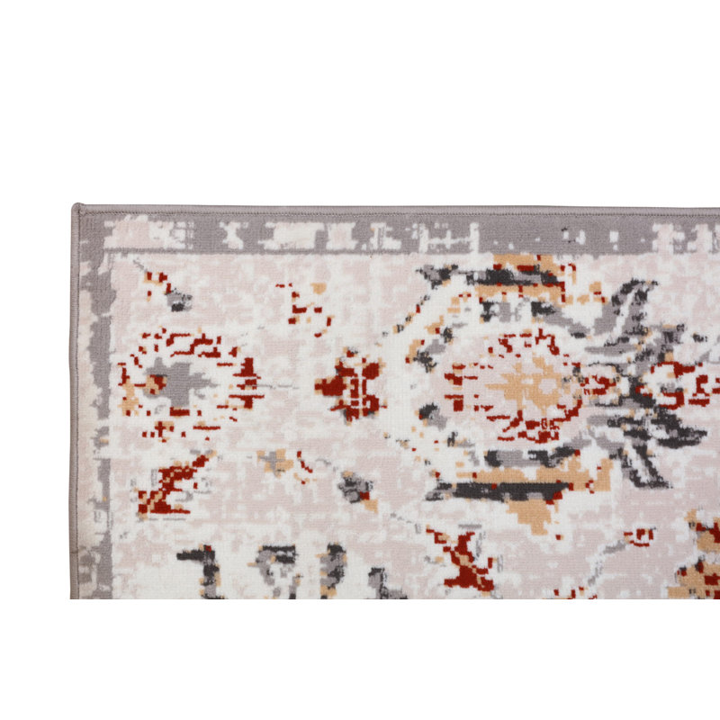 Tapis ivoire / brun clair Ikat, Rectangle 7 pi 8 po x 11 pi