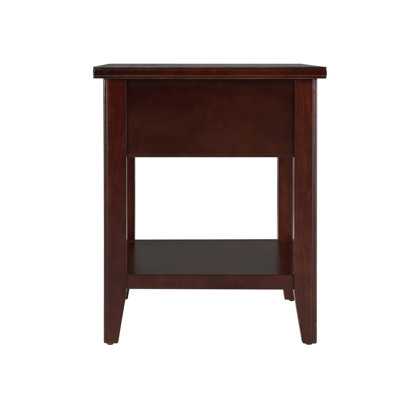 Laurent Solid + Manufactured Wood End Table with Drawer & Locking Compartment in Chocolate Cherry