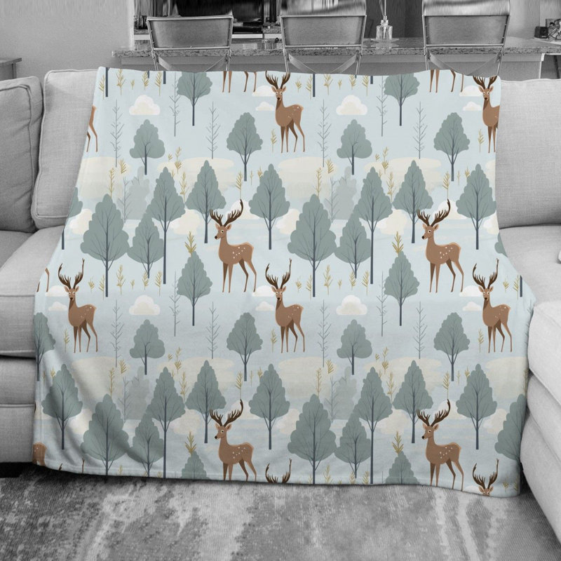  Deer Fleece Blanket, Throw