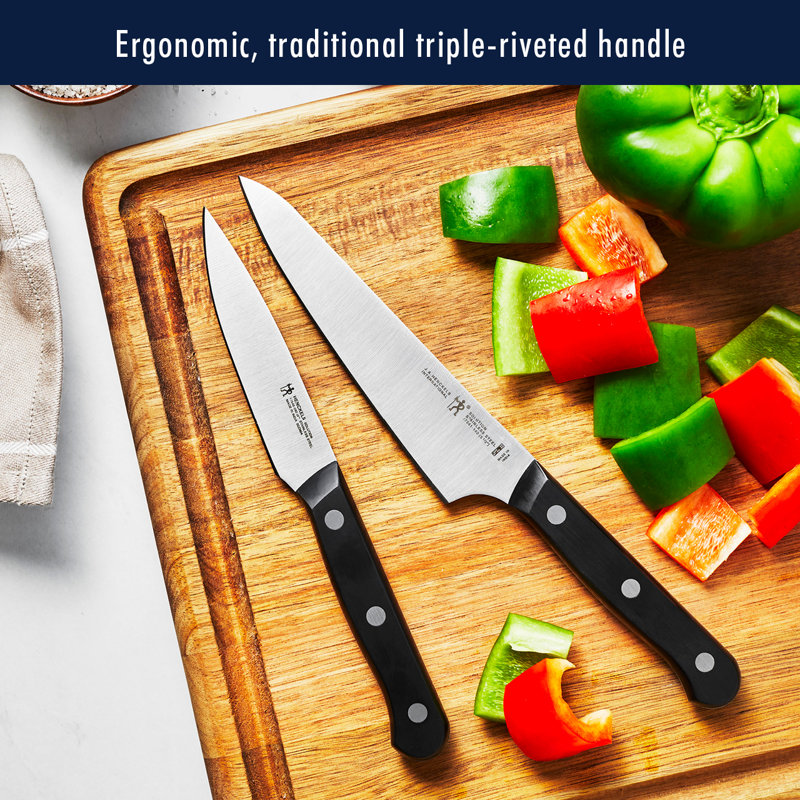 HENCKELS Solution 10-Piece Knife Set with Block, Chef Knife, Paring Knife, Utility Knife, Bread Knife, Black, Stainless Steel