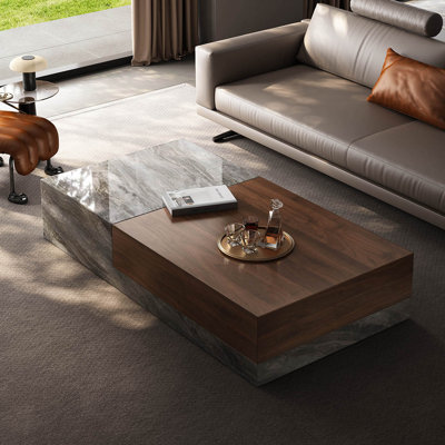 Table basse moderne à grain de noyer