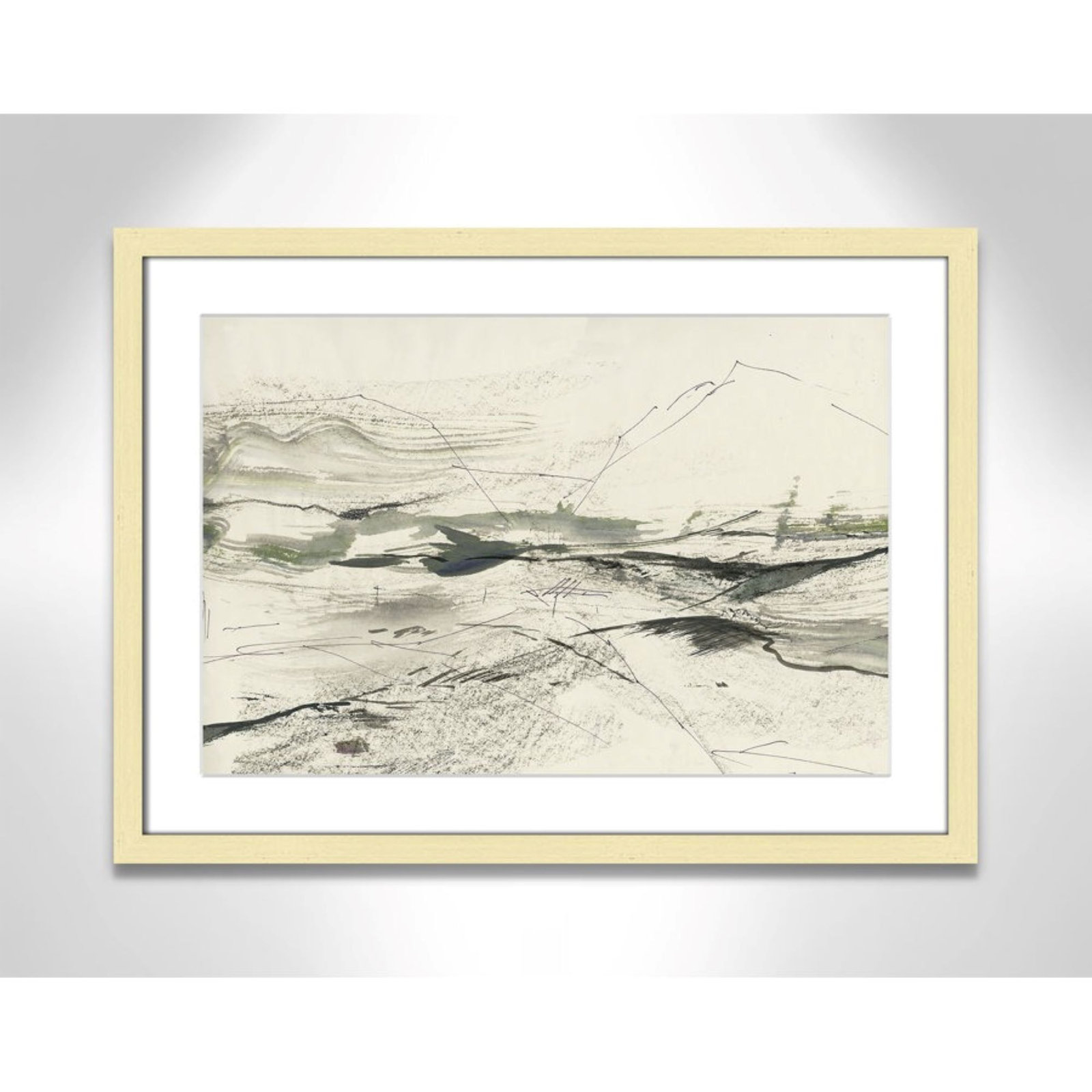Green Sketches Print by PI Studio, 17" H x 23" W x 1.25" D, Gold Box Picture Framed, White
