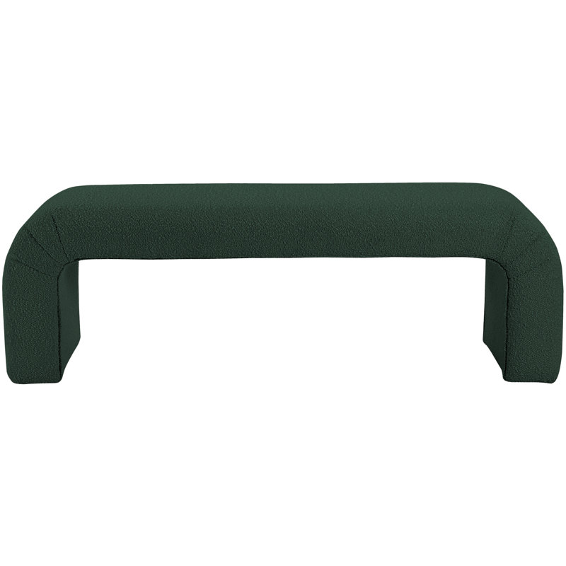 Niagara Upholstered Bench, Green Boucle Fabric, 17.5" H x 52" W x 15.5" D