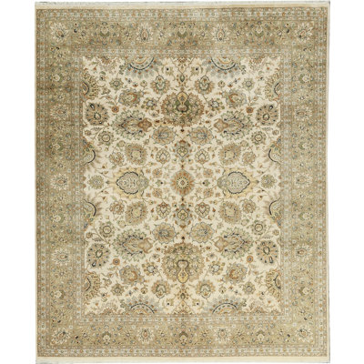 Tapis beige noué à la main de haute qualité