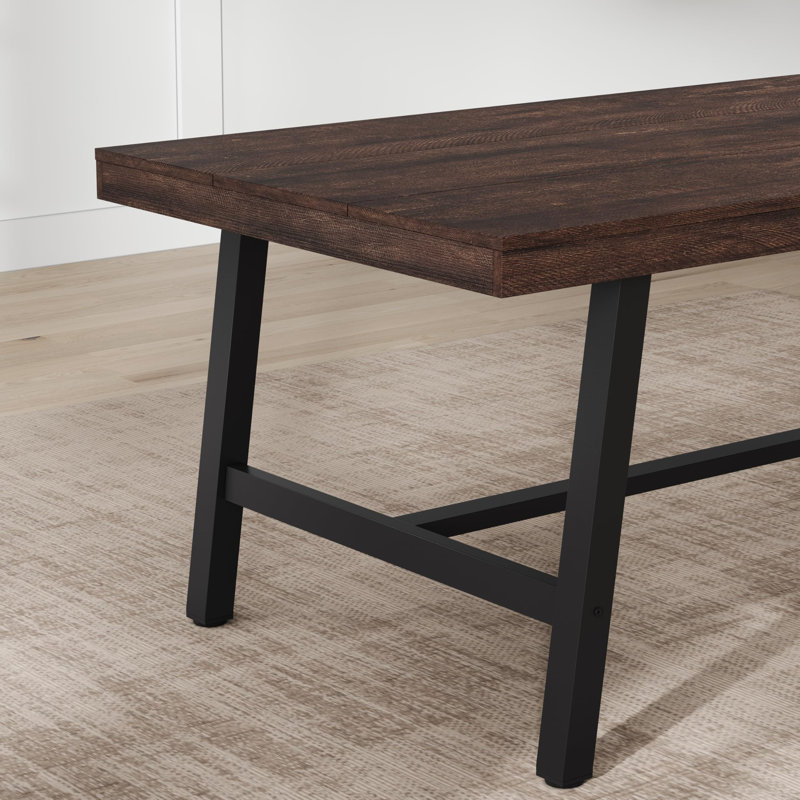 Industrial Dining Table for 6-8 – 70.87'' Rectangle, Heavy-Duty Metal Frame, Rustic Cuba Birch Wood Top, Modern Farmhouse Kitchen & Dining Room Table, Easy Assembly, Cuba Birch