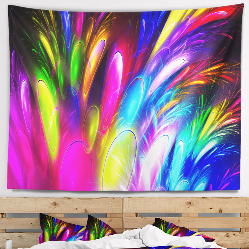 Tapisserie de design psychédélique mystérieux abstrait, H 68 po x l 80 po