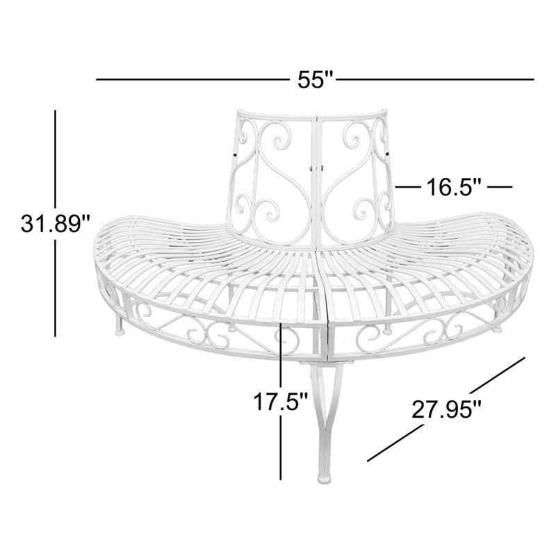 Metal Semi-Circle Tree-Wrap Bench, Black