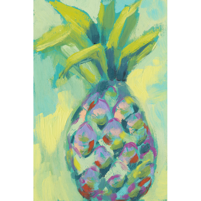 Vibrant Pineapple I by Jennifer Goldberger - Painting, 122cm H x 81cm W, Wrapped Canvas
