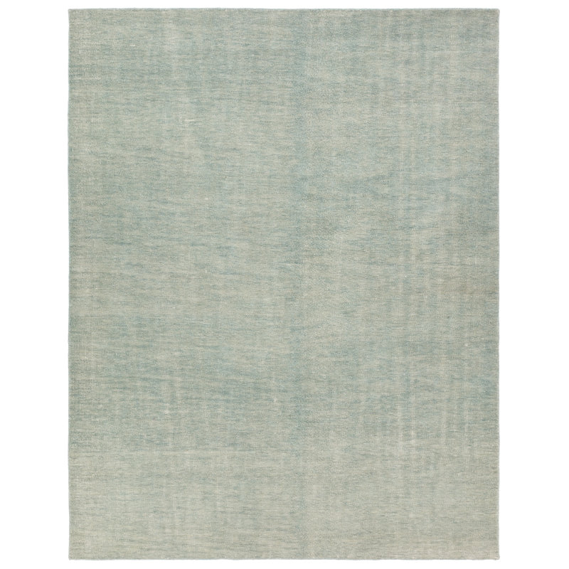 Normanno Limon Handwoven Solid Blue Area Rug, Rectangle 8'6" x 11'6"