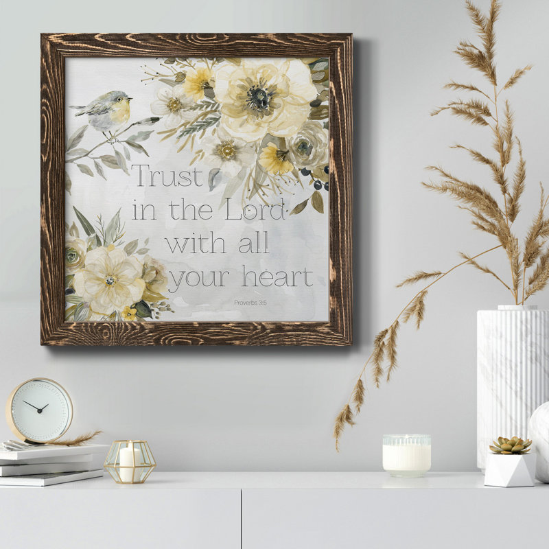 «May Flowers I», peinture sur toile encadrée, Encadré de bois de noyer, H 20 po x l 20 po x P 1,5 po