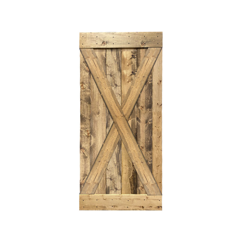 Porte de grange à panneaux en bois et métal X Series sans trousse de quincaillerie d'installation, 42 po x 84 po