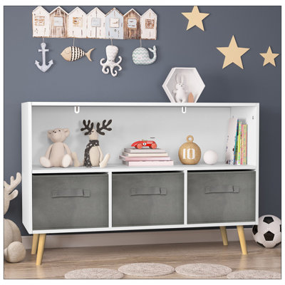 Alannys Kids bookcase with Collapsible Fabric Drawers, Children