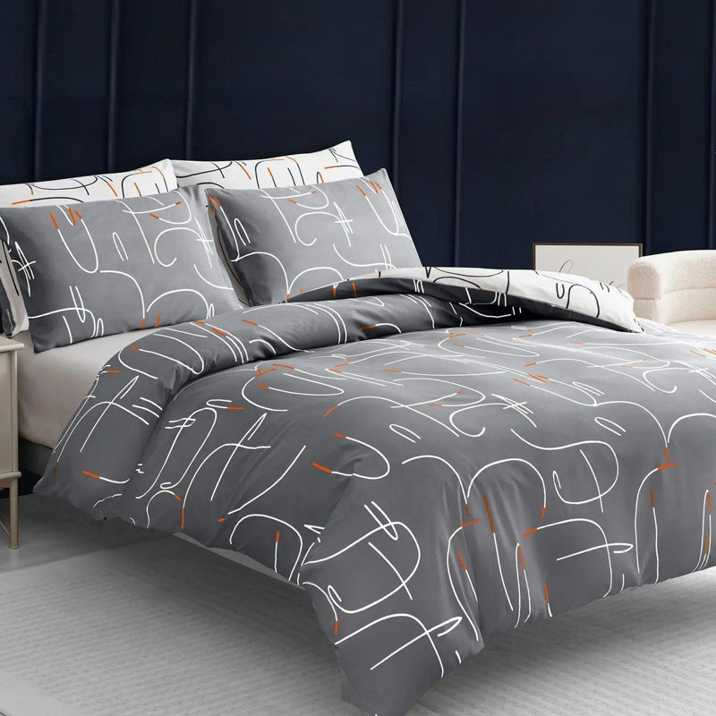 Premium Duvet Cover Set Double Brushed Microfiber Reversible With Zipper Closure & Corner Ties