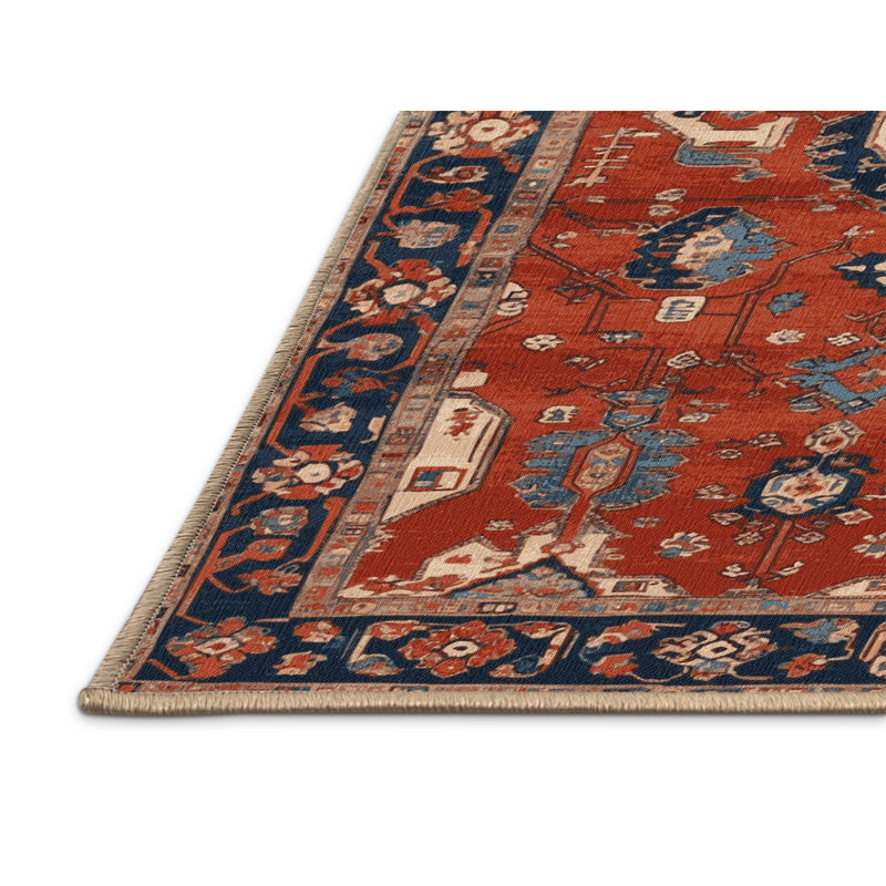 Tapis brun turc lavable à la machine, Rond 3 pi