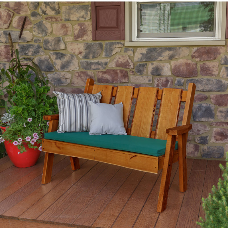 Lucille Solid Wood Outdoor Bench, Cedar Stain