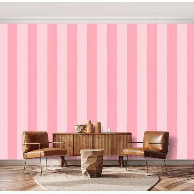 Papier peint adhésif autocollant amovible à rayures verticales, blanc et rose, blanc, 69 po x l 96 po
