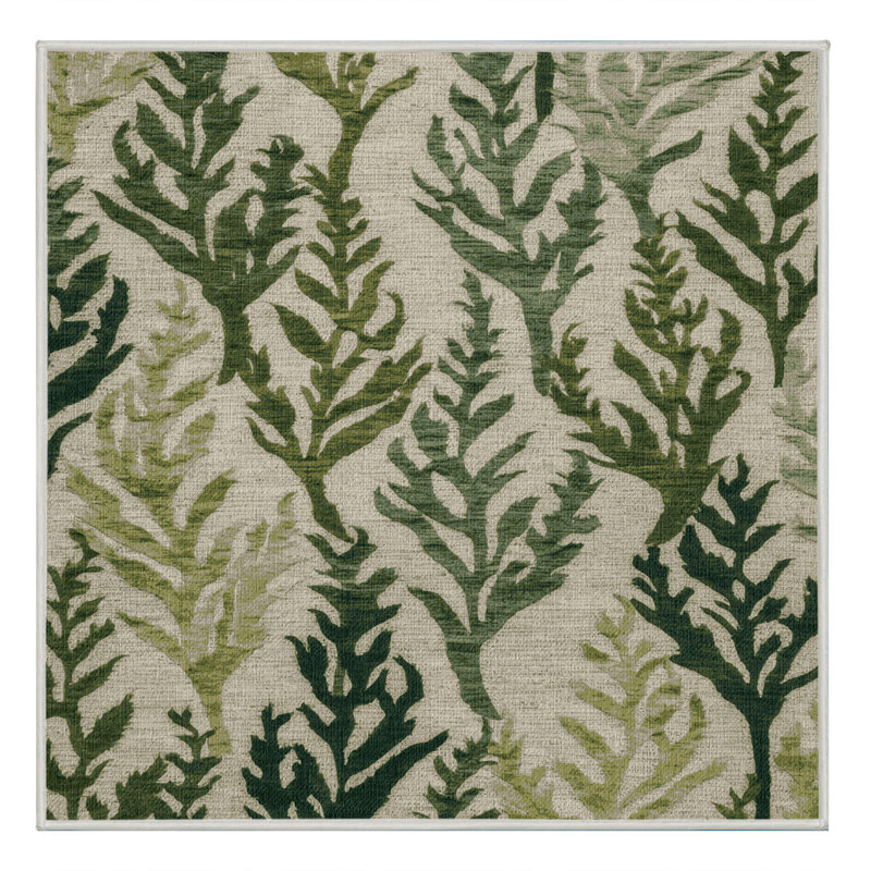 Washable Sea Lettuce Vegetables Area Rug, Square 3'