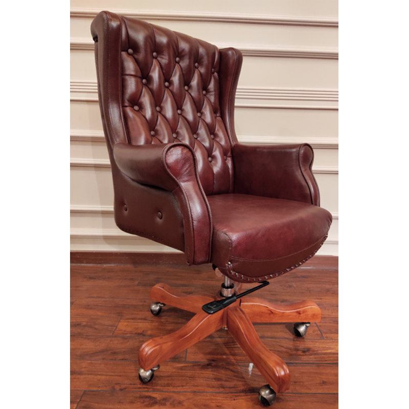 Genoa Leather Swivel Executive Chair, Burgundy