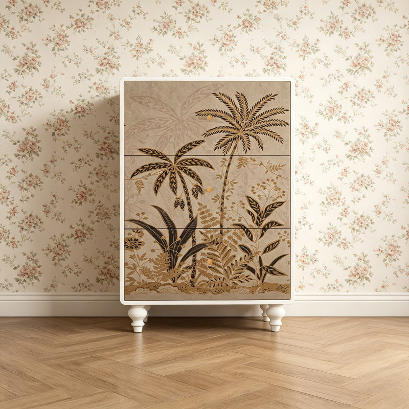Armoire à chaussures en bois massif de style français pour vestibule, Ivory