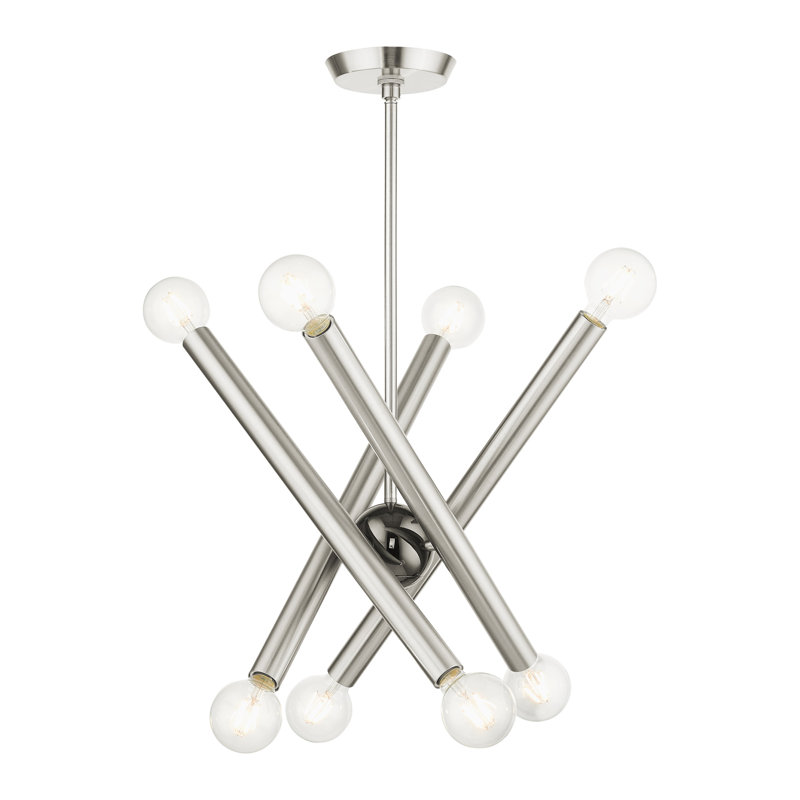 Ruven 8 - Light Modern Linear Chandelier, Brushed Nickel