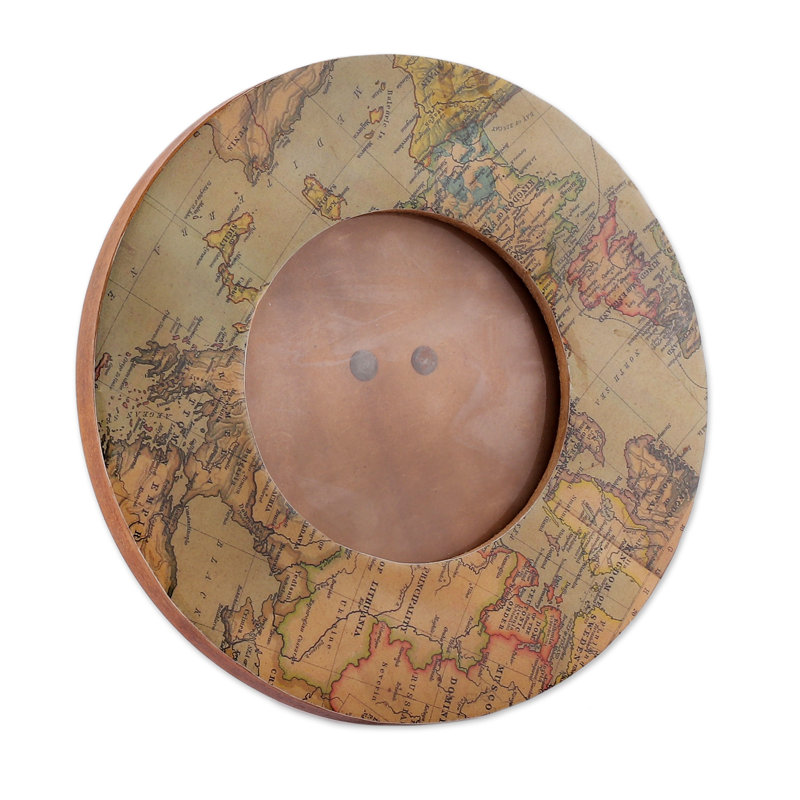 Novica Handmade Enchanting Cartography Wood Photo Frame (4 Inch)