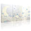 Abstrait lune, vagues, nuages, spirales, harmonie, bleu clair, ensemble de 3 impressions sur toile-638929392