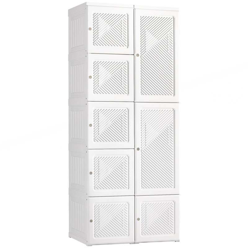 Garde-robe portable, armoire de chambre pliante, organisateur de rangement de vêtements avec 8 compartiments cubes