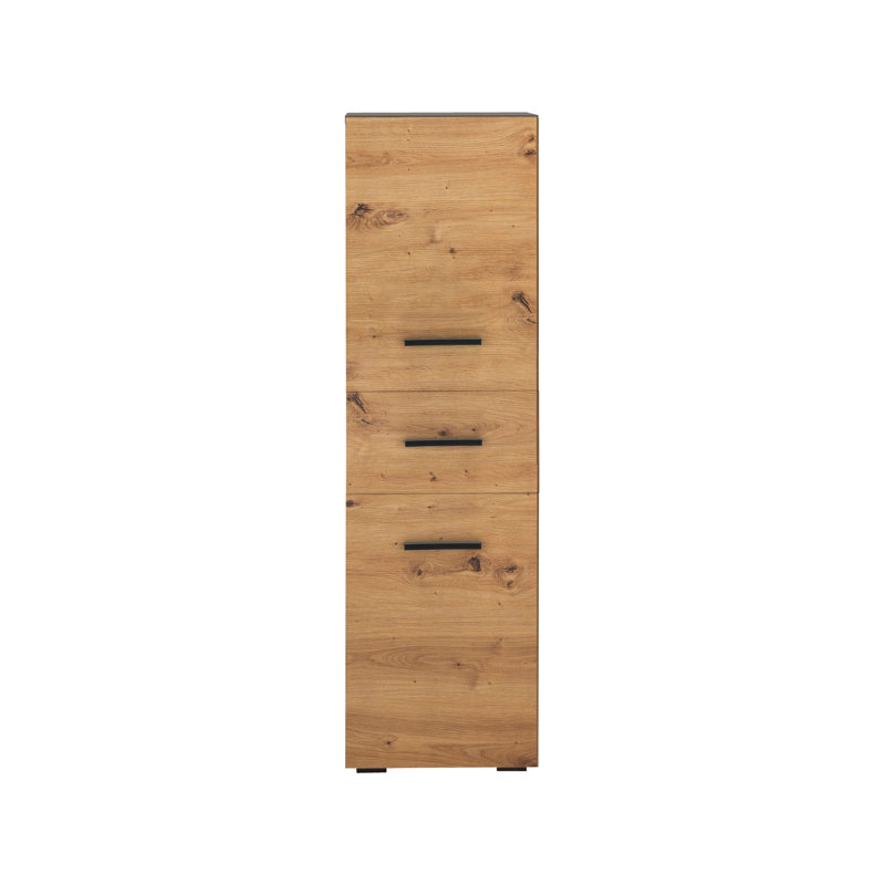 Brygida 38cm W x 130cm H x 35cm D Tall Bathroom Cabinet, Anthracite/Oak