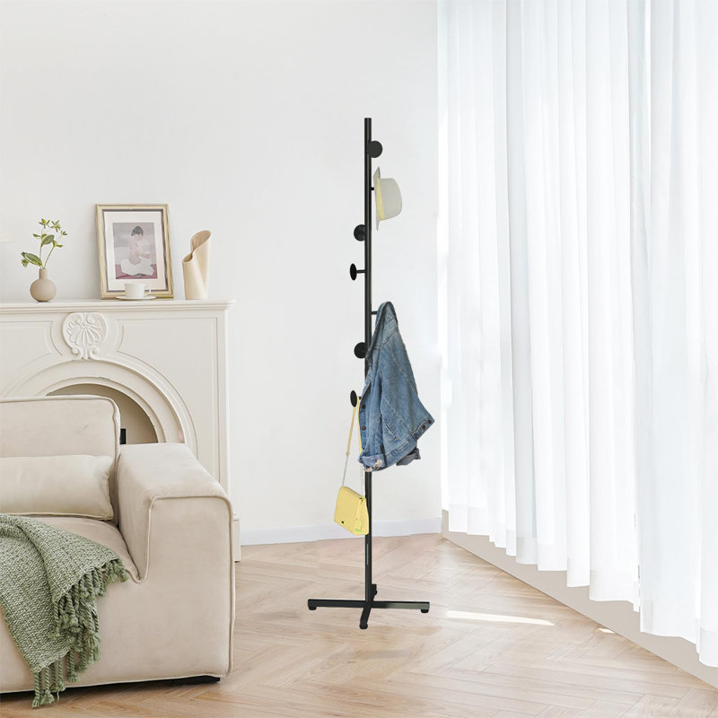 Freestanding Metal Coat Rack For Entryway And Corner
