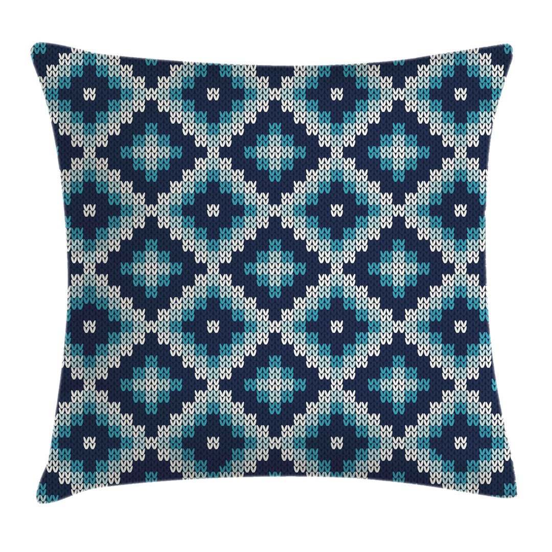 Kissenbezug, Fair Isle Stil Ethnische, nordisch, Blassblau Marineblau