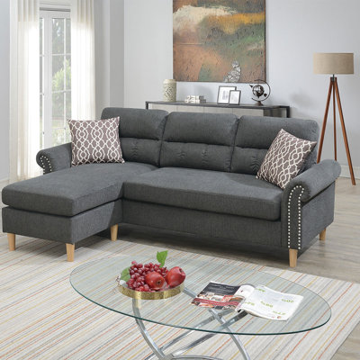87" Velvet Reversible Sofa & Chaise