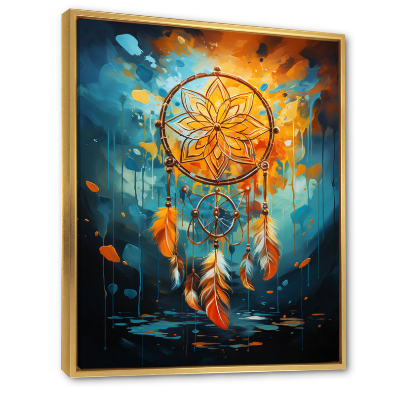Mystic Dreamcatcher Dreamscape III - décoration murale Dream Catcher, H 20 po x l 12 po x P 1 po, Cadre flottant doré
