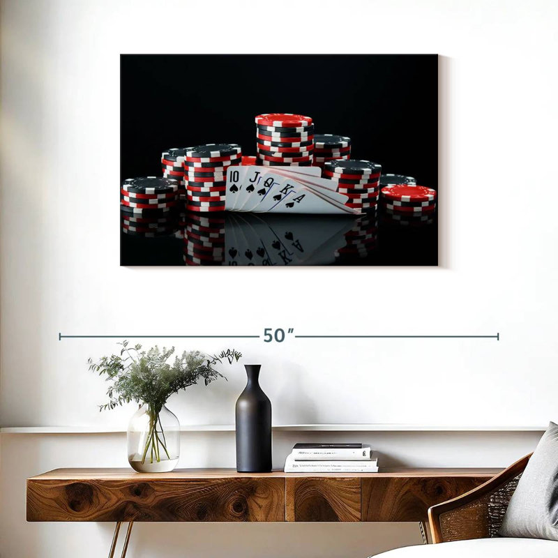 Poker sur toile, H 24 po x l 36 po x P 1,25 po