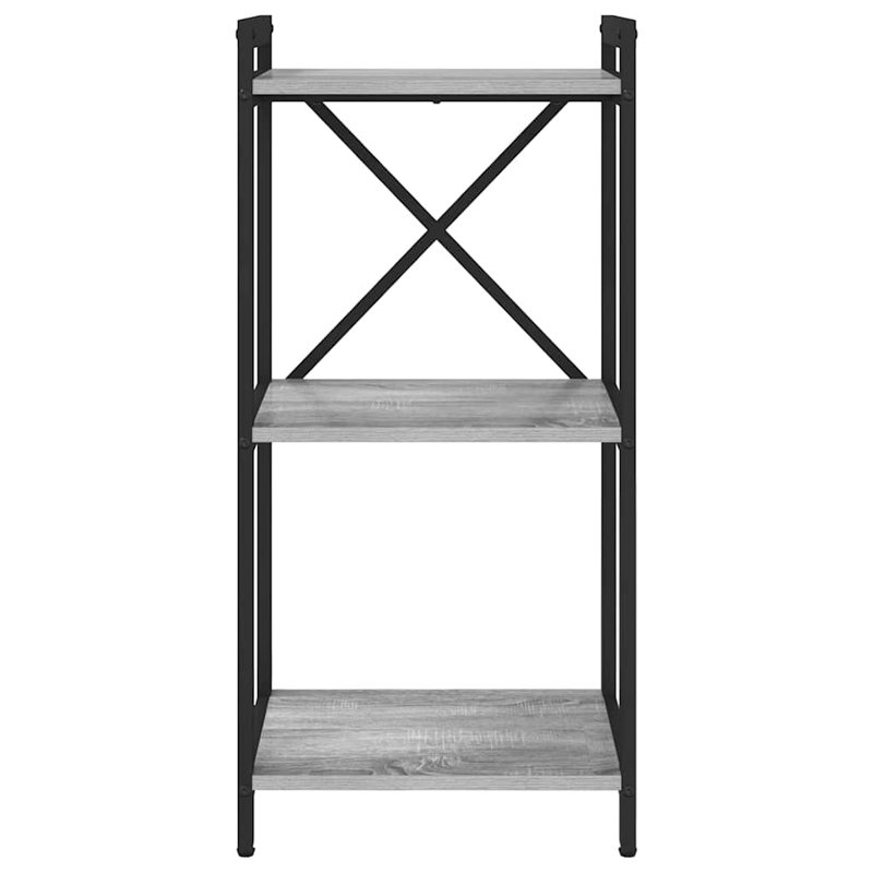 Steel Bookcase, Grey, (3 Shelves) 83cm H x 40cm W x 30cm D