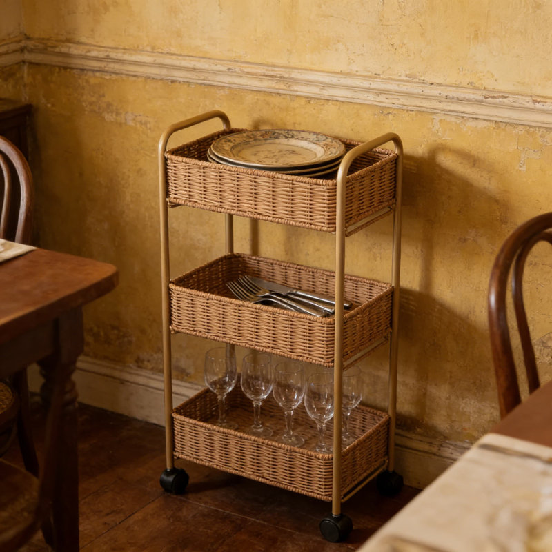 Chariot utilitaire roulant étroit à 3 niveaux avec roues verrouillables, organisateur de rangement mobile mince pour la cuisine, la salle de bain, le bureau, la salle de lavage et les espaces restreints