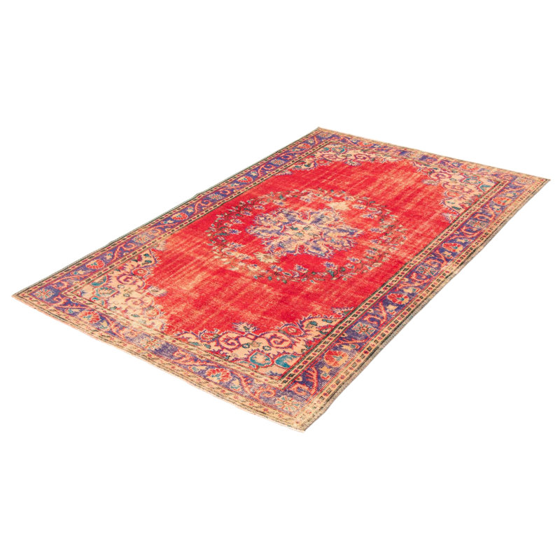 Tapis unique en laine noué à la main de style années 1990 de 6 pi 2 po x 9 pi 5 po Mooli