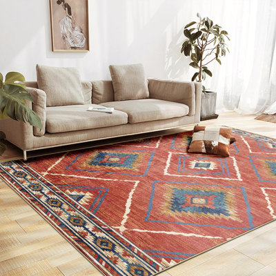Tapis rectangulaire en laine Laquez 8 x 10 avec envers antidérapant